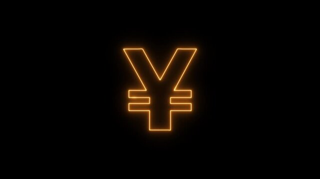 Glowing neon Japan yen sign Icon animation, financial symbol, digital currency icon. Neon glowing animation. Business and finance conceptual neon light pound icon 4k stock video.