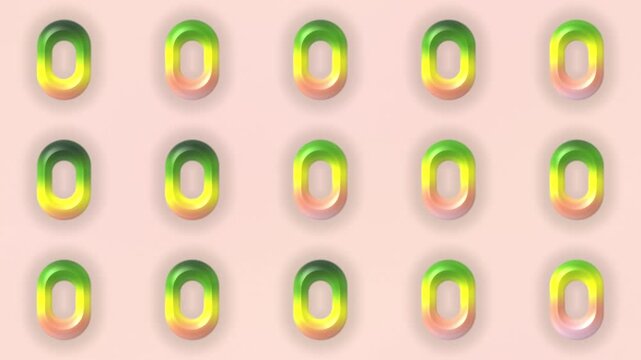 Yellow Orange Green Liquid Glass Capsules Motion Background, Smooth Floating Gradient Capsules Animation Seamless Loop, 4K