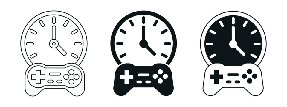 Game Time Icon Vector Illustration for Gaming Session Schedule, playtime tracking, online streaming, esports timer, gameplay duration management and digital entertainment design.