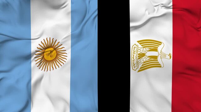 Argentina vs Egypt flag animation seamless loop. 4k resolution