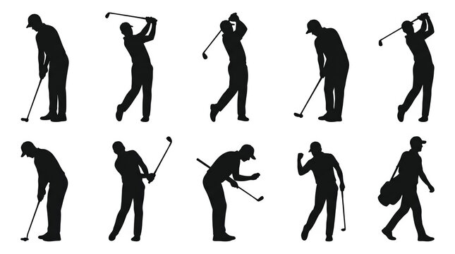 Golf Sport Silhouettes Pack with Swing, Chip and Putting Movements
