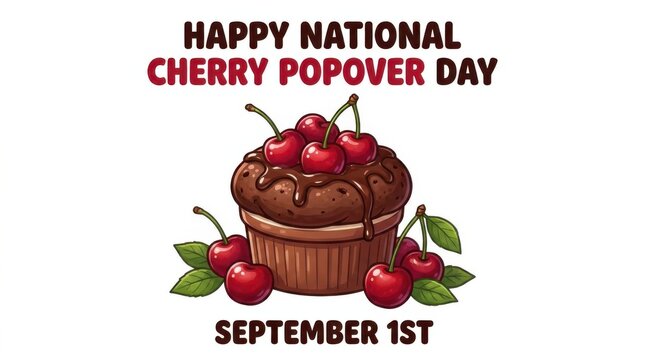 Cherry Popover Day Celebration with Muffin and Cherries