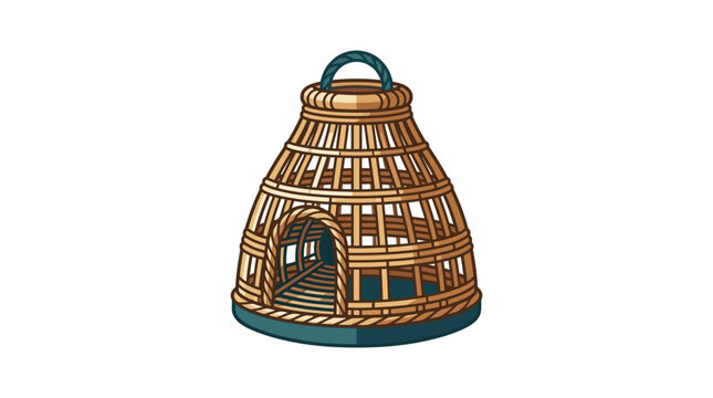 Woven Fish Trap Vector Illustration