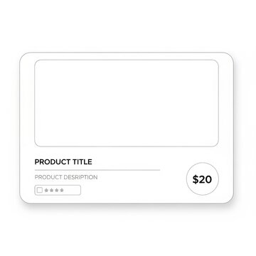 Blank product card template with price and rating