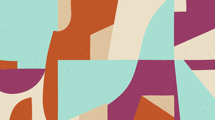 Abstract geometric composition with colorful organic shapes and flat minimalist design elements. © Donok