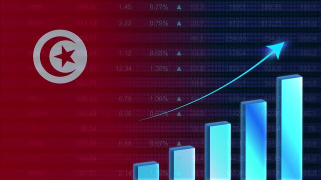 Tunisia economy growth concept background.Tunisian stock exchange.Somalia flag with stock market graph and bar