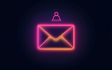 Fototapeta premium A vibrant neon illustration of an envelope icon, symbolizing communication and digital messaging, set against a dark background for striking contrast and modern aesthetics.