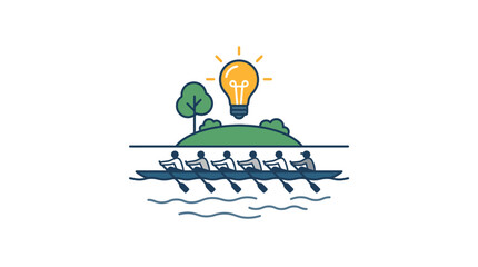 Rowing team working together towards a bright common goal © Kiki