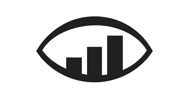 Eye Symbolized by Rising Bar Chart Graph Icon