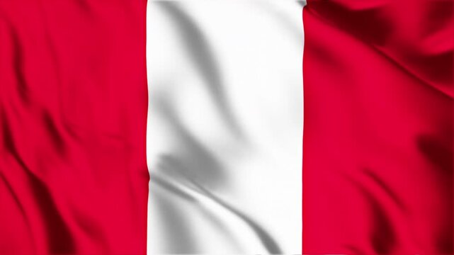Waving flag of peru featuring bright red and white vertical stripes dynamic fabric animation with smooth texture realistic high quality cinematic video clip.
