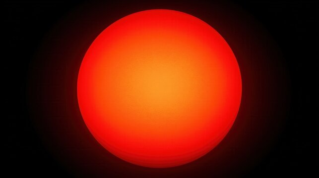 Glowing red giant star or bright orange red sphere isolated on black background