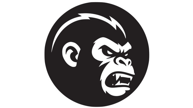 Gorilla head mascot vector logo, angry ape esport emblem illustration