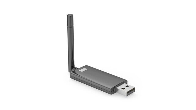 USB wireless network adapter on white background