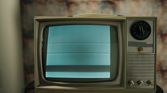 Explore a cozy room with a retro television displaying grainy static on a blank screen. The nostalgic setup evokes memories of old broadcasts and vintage decor, perfect for a Halloween ambiance