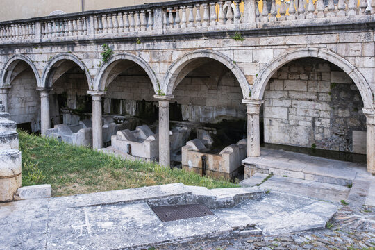 Historic Lavatoio di Porta Cappuccina public laundry in Ascoli Piceno, Italy