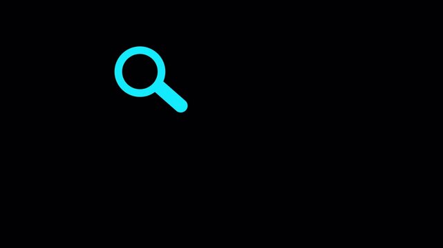 Magnifying glass search icon animation on transparent background, Analyzing completed task icon ,Successful task verification symbol animation in 4K with Alpha Channel. 