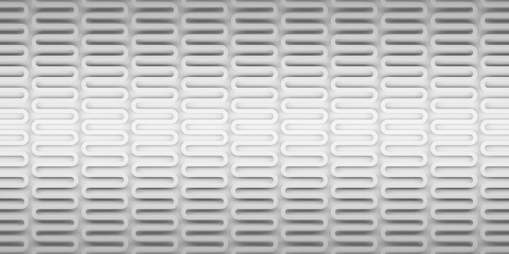 Seamless embossed rounded rectangle tile pattern in white for texture background and surface design with subtle shadowing .3d render