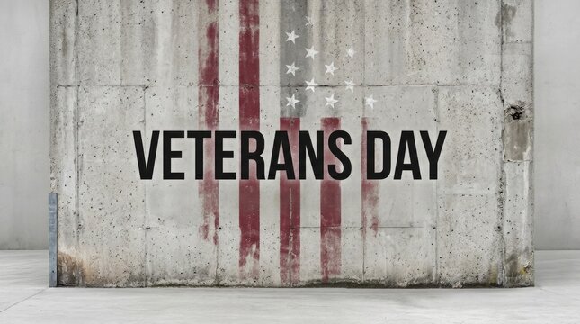 Veterans day commemoration american flag on textured concrete wall for patriotic holiday marketing