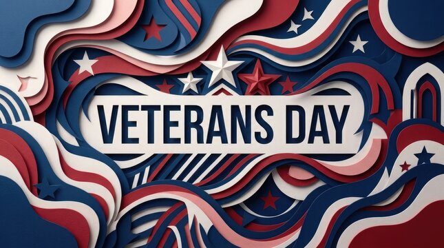 Veterans day commemoration patriotic paper art with stars and stripes for november 11th