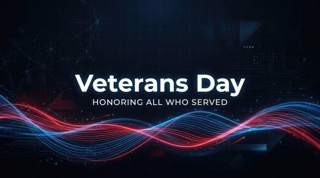 Veterans day tribute modern abstract background with red white and blue waves honoring service