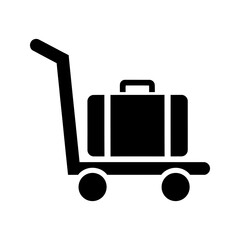Naklejka premium Luggage trolley cart with suitcase for travel icon.