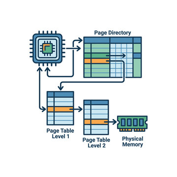 Computer memory management system diagram illustration.