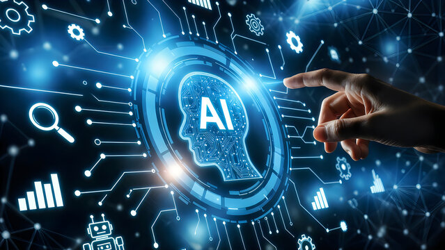 Ai technology concept with futuristic brain interface