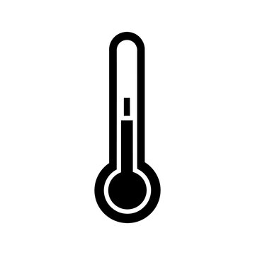 Thermometer icon in black color, temperature measurement.