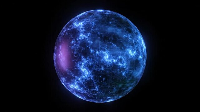A glowing blue planet with abstract cosmic energy in space.