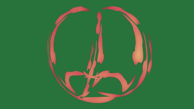 White border and picture of bird deer head on red pumpkin the letter q is made up paint an image spider screen arrow pointing to left isolated on green screen background