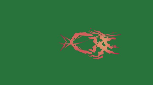White border and screen red dragon orange design silhouette of woman arrow man horse scorpion picture bird isolated on green screen background