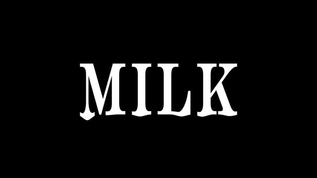 Milk text animation, dripping white text, pure Liquid concept, suitable for business and enterprise, black background, 4k video