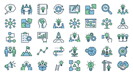 Fototapeta premium Business Innovation and Creative Process Icon Set