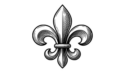 Classic Fleur de Lis Heraldic Symbol with Vintage Ornamental Floral Decorative Royal Design Illustration © Boloram