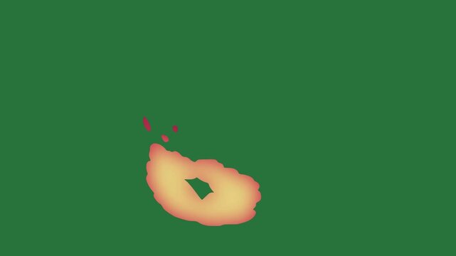 White border and red flower on fire screen it isolated on green screen background
