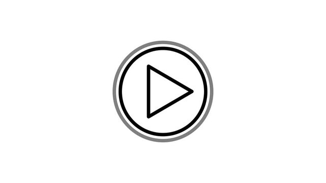 Play button animated icon for media player, video, audio control, start multimedia, playback, music, digital streaming action sign and symbol