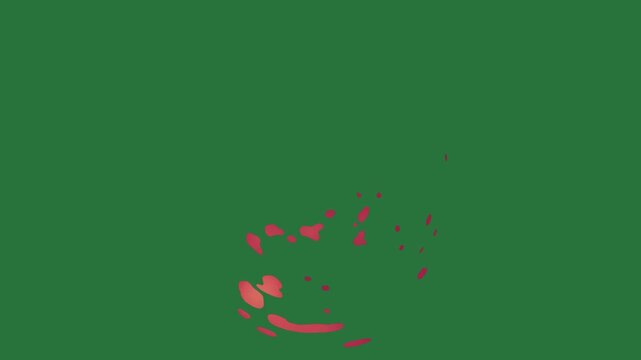 White border and screen red circle fire dots picture of li isolated on green screen background