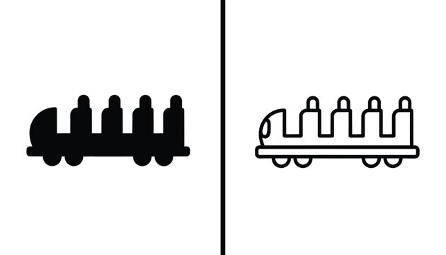Roller Coaster Car Icon with Riders as a Flat Vector Illustration Isolated on a Clean Background.