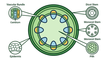 Plant Stem Anatomy Educational Infographic © ciko