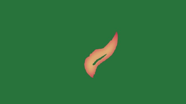 White border and screen red dot silhouette of man bird fire circle isolated on green screen background