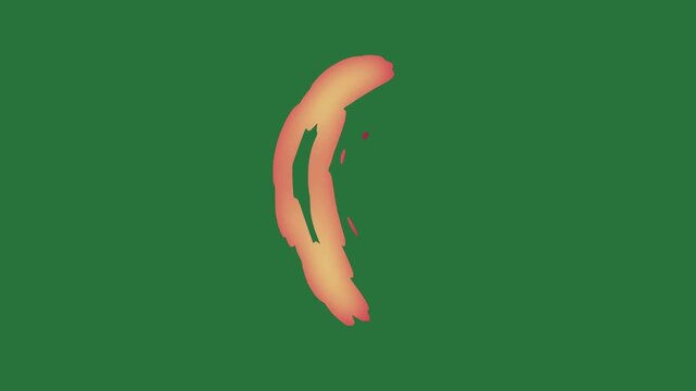 White border and screen red bird flying through the air banana silhouette of man picture horse clock isolated on green screen background