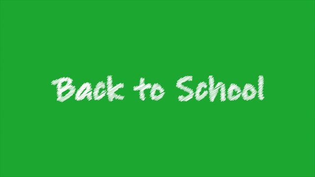 Back to school scribble text animation, handwritten education typography, chalk style lettering effect, classroom learning title, playful student design, green screen motion graphic