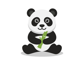Fototapeta premium Charming Cartoon Panda Bear Illustration Holding Bamboo Stick, Adorable Mammal Graphic Design, Cute Wild Animal Vector Art for Nature Themes
