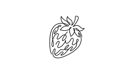 Minimalist single line drawing of a strawberry, simple fruit icon, fresh berry outline © shit