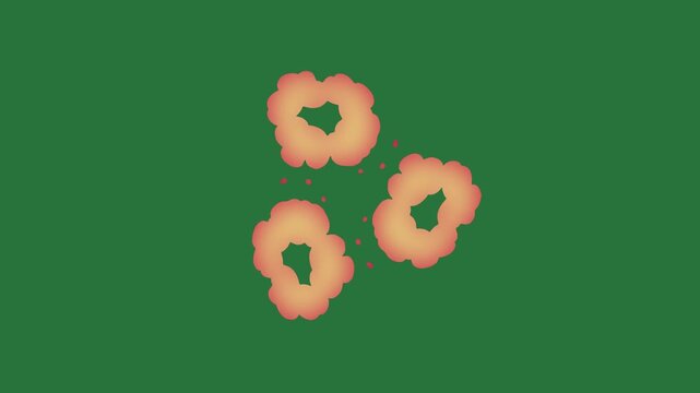 White border and two red hearts on screen map of new zealand flower heart petals lot small dots isolated on green screen background
