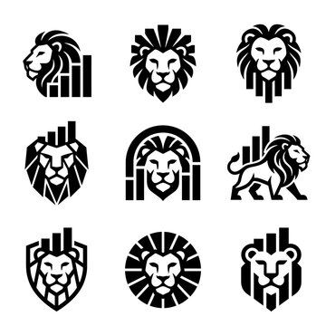 Lion Heads and Silhouettes Logos.