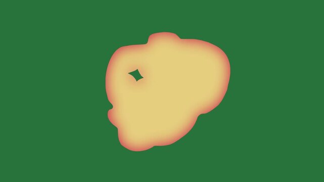 White border and screen red dots circle the letter c is orange an apple flower heart isolated on green screen background