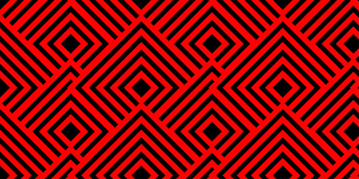Abstract wall seamless structure pattern square overlap red gradient stripes wall wallpaper decoration maze textile paper triangle background.