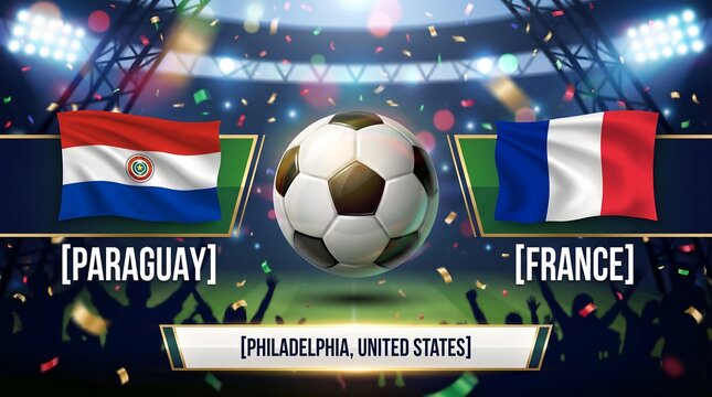 Paraguay vs France Soccer Match Template Banner in Philadelphia United States, 5 July 2026