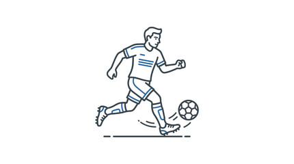 Fototapeta premium Soccer Player Dribbling Ball Outline Vector